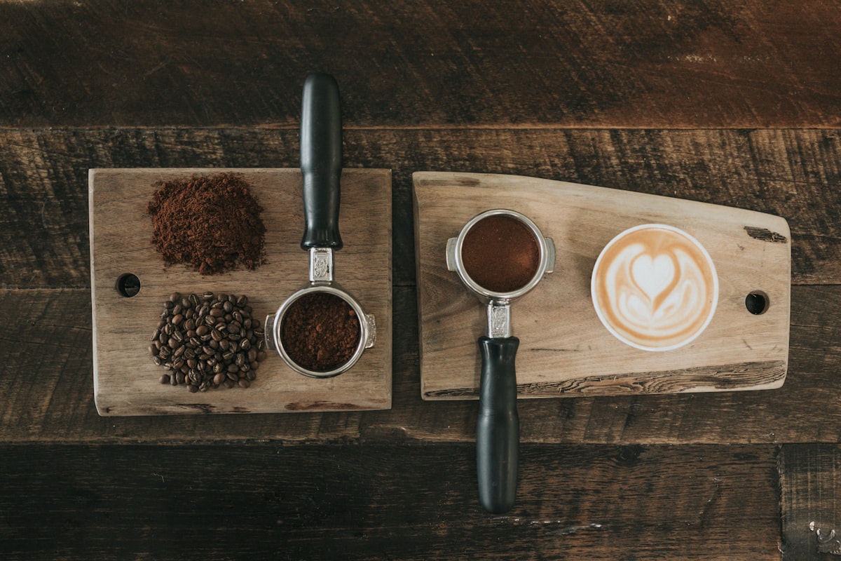 Fresh coffee brewing pour-over style with a carafe and dripper