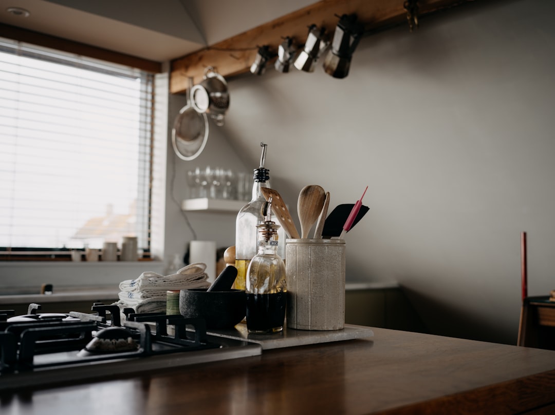 Assorted coffee syrup bottles